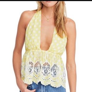 Free people polka dot halter top
